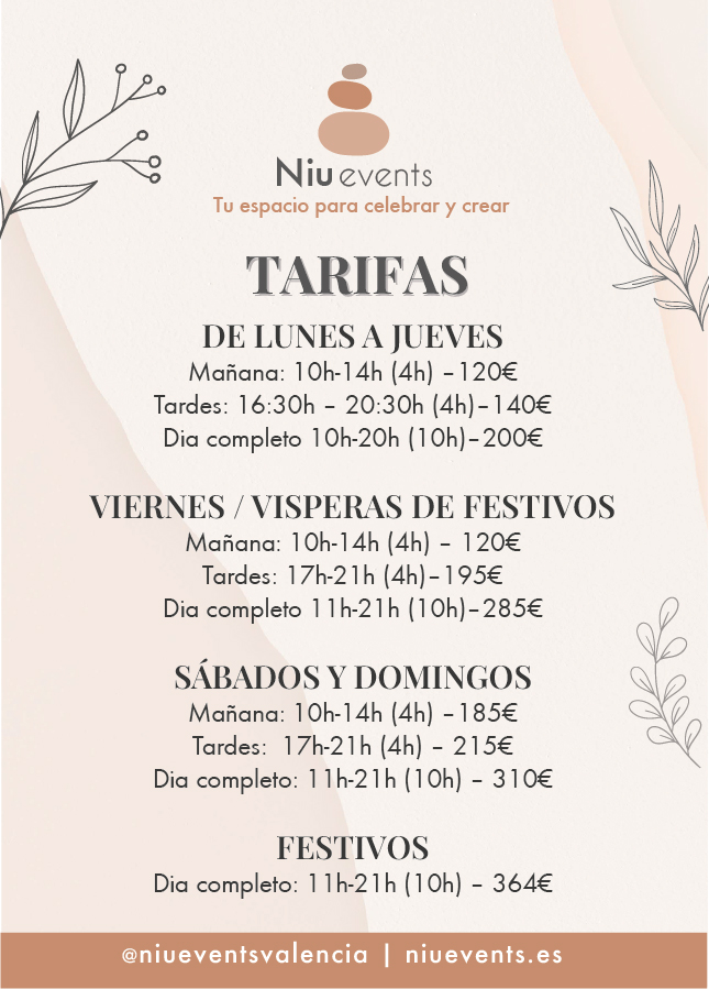 Tarifas Alquiler Niu Events